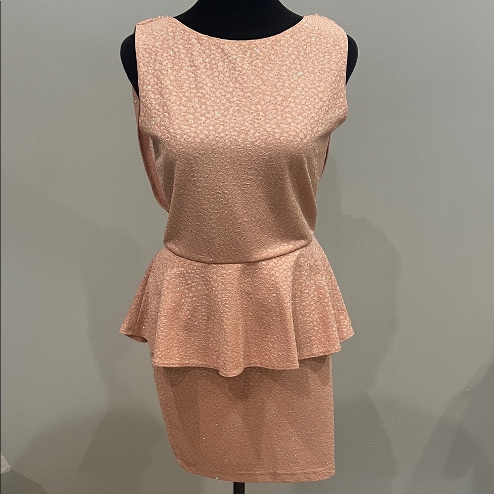 Sleeveless Peplum Dress in Blush Pink
